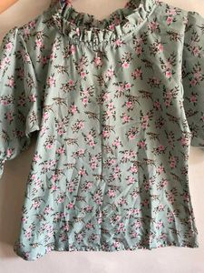 Floral Print Pista colour Women Top