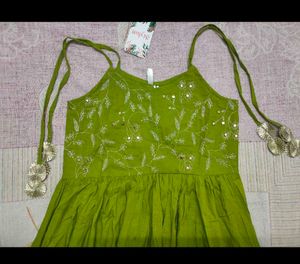 Green Embroidered Kurta Set