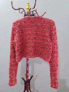 Pink Tweed Cropped Jacket