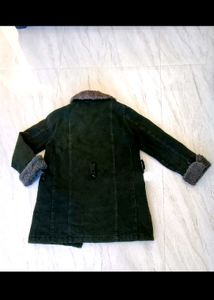 Dark olive green Fur denim jacket
