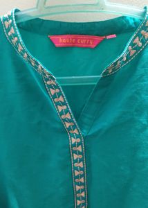 Teal Embroidered Tunic Top