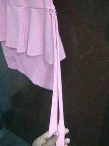 Pink Ruffle One-Shoulder Dress