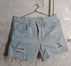 Distressed Denim Shorts