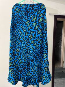 High low stretchable Blue Animal Print Skirt