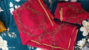 Pink Embroidered Saree