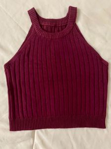 Burgundy Ribbed Tank Top