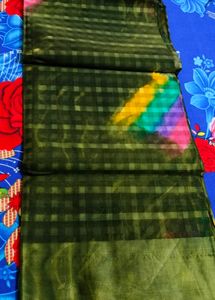 Bottle Green Colour Cotton Saree