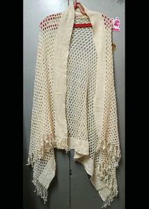 Vintage Style Handmade Fringe Crochet KnittedShawl