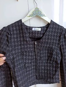 Houndstooth Cropped Jacket
