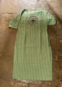 Embroidered Green Kurti