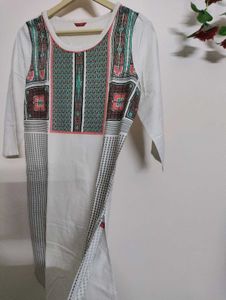 W Printed Off-white Kurta