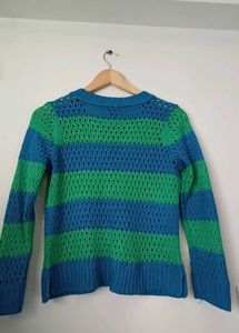 Guess Green &amp; Blue Striped Sweater