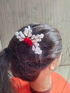 Stone Beaded with rose design Fancy Hair Clip/Side