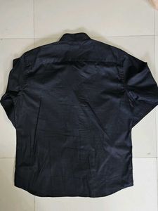 44XL Slim Fit Solid Black Chinese Collar Shirt
