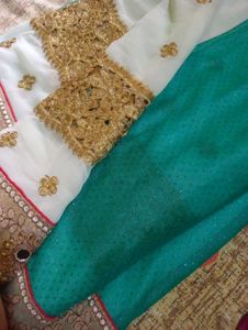 2 Color Heavy Saree With Golden Work