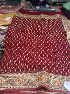 Maroon Embellished Saree