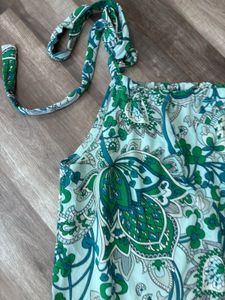 Green Paisley Tie Strap Tank Top