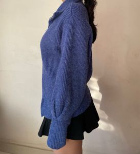 Blue Double Zipper Sweater