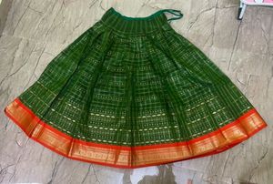 Beautiful Green Pattu Parikini/Pavadai/Lehenga