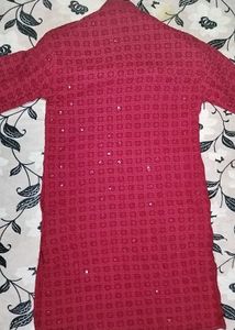 New Red Chikankari Kurta