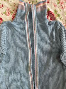 light blue sweater jacket
