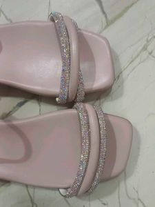 Pink Rhinestone Flats