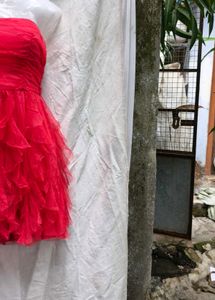I. Red Strapless Ruffle Dress