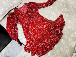 Red Paisley Print Mini Dress