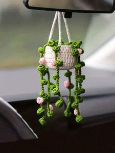 Crochet Car Hanging Plants And Flowers