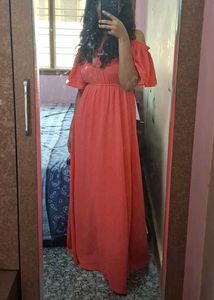 Chic Orange Maxi Dress🍂
