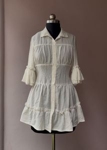 White Ruffle Detail dress