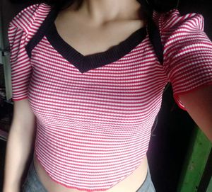 Striped Knit Top Size-S