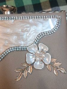 Luxury Golden Floral Pearl Clutch