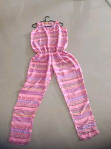 Fix price pink overall printed jumpsuit