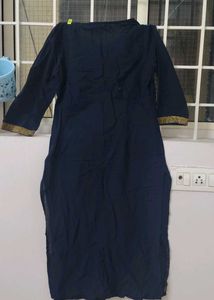 Elegant Navy Blue Embroidered Kurti