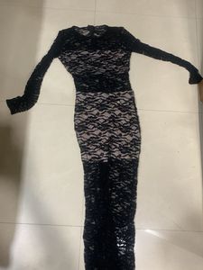 Elegant Black Lace Long Sleeve Dress