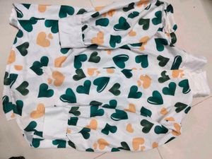 White With Green Shirt Cotton Very Good Quality