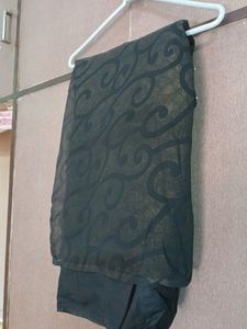 Designer Saree Black Golden Design Soft Net