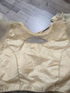 Cotton Peach Colour Saree With Readymade Blouse