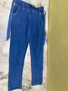 High Waisted Denim Paper Bag Jeans