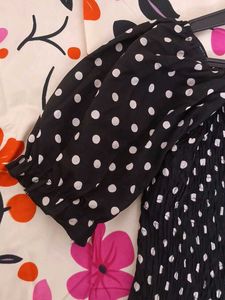 Polka Dot Puff Sleeve Top
