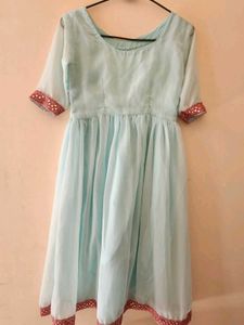 Light Blue Anarkali With Flared Palazo