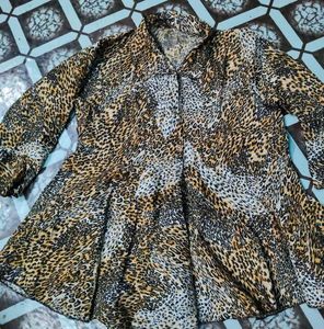 Leopard Print Button-Down Top