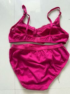 Pink Lace Bra and Panty Set