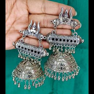 Silver Trident Earrings