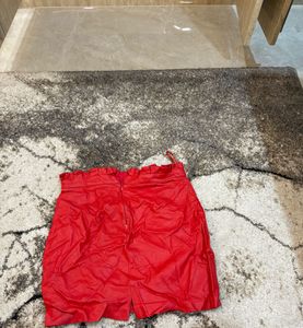 Faux leather paperbag skirt from river island