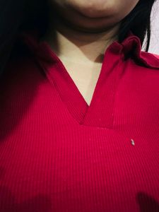 Red Collar Top