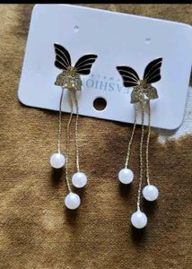 Butterfly Pearl Drop Earrings