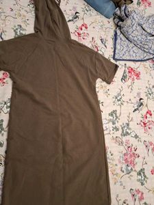 Olive Green Hoodie T-Shirt Dress
