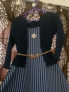 Striped Dress with Jacket